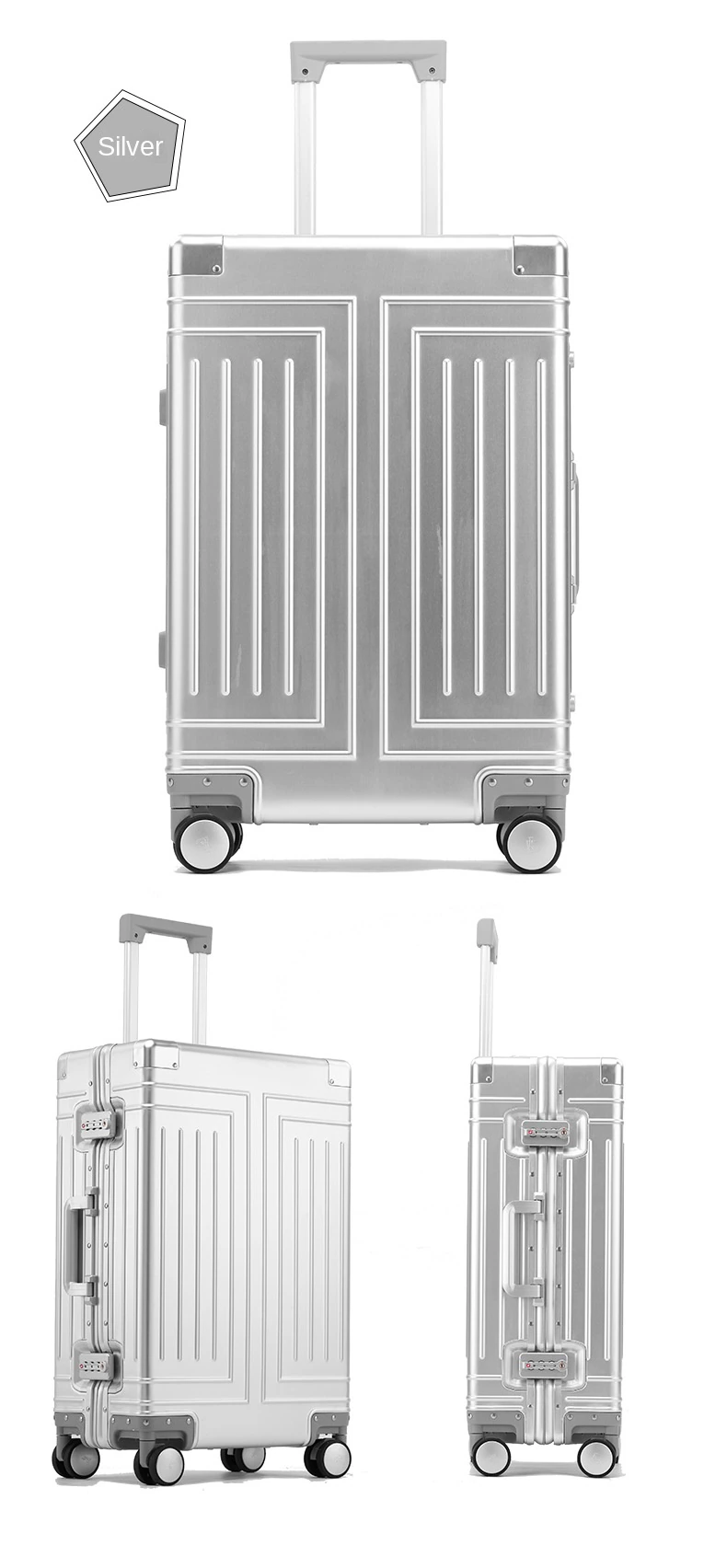 KANGSHILU 20 24 26 29 Inch Aluminum Suitcase Alloy Trolley Case Universal Luggage New Unisex Travel Offers with Wheels Boarding