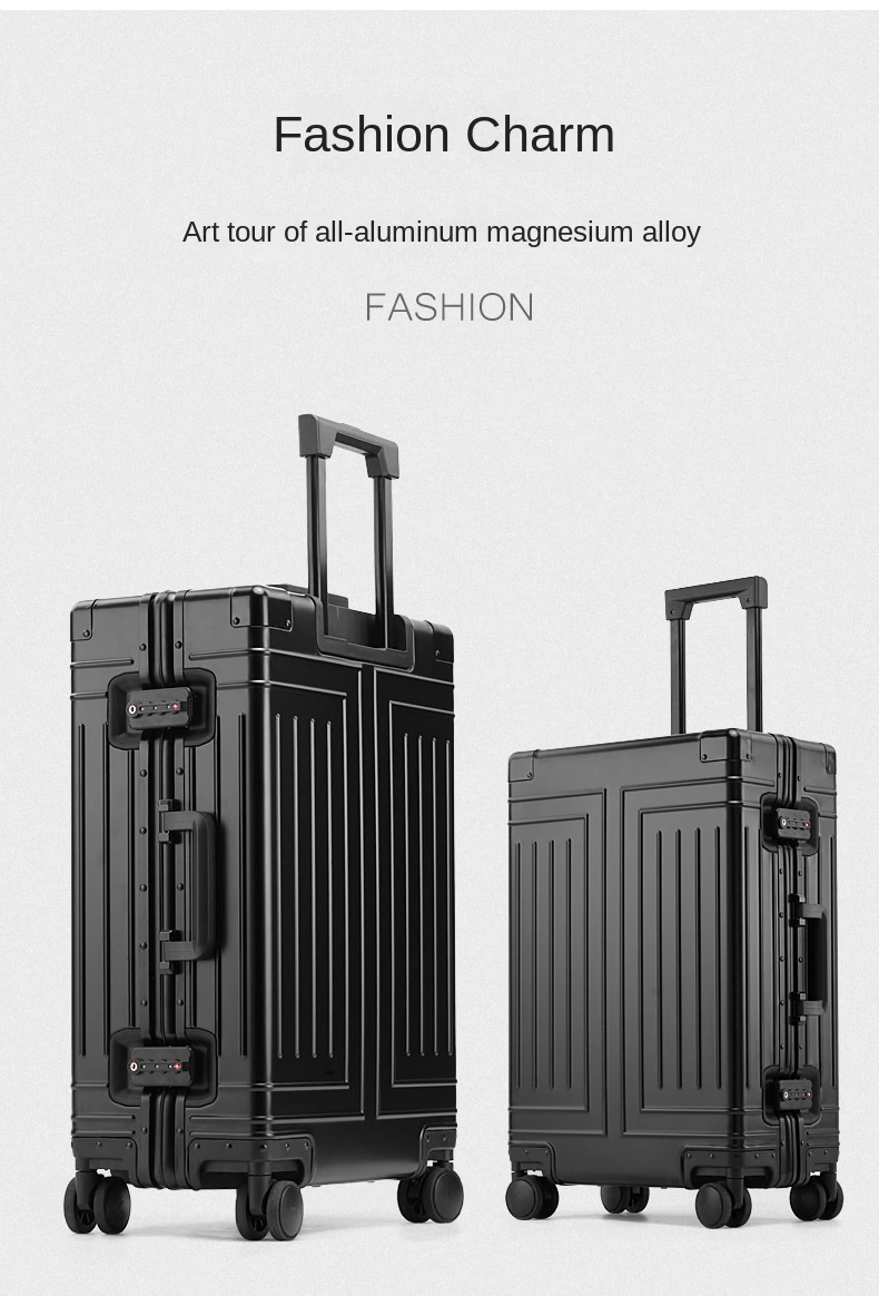 KANGSHILU 20 24 26 29 Inch Aluminum Suitcase Alloy Trolley Case Universal Luggage New Unisex Travel Offers with Wheels Boarding