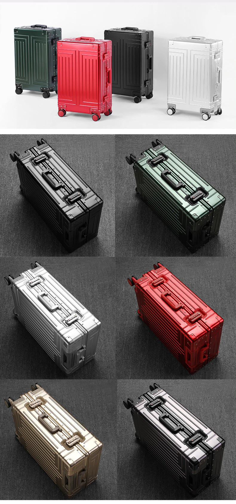 KANGSHILU 20 24 26 29 Inch Aluminum Suitcase Alloy Trolley Case Universal Luggage New Unisex Travel Offers with Wheels Boarding