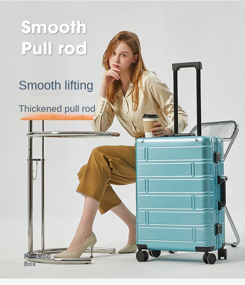 All-Metal Aluminum Magnesium Luggage Password Suitcase Student 20-InchUniversal Wheel Womens Fashion Trolley Case 24-Inch