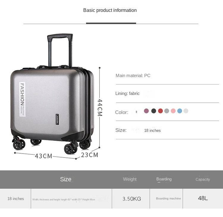 KANGSHILU New 18Inch Aluminum Suitcase Alloy Trolley Case Universal Luggage Men Womens Travel Waterproof Bag Offers with Wheels