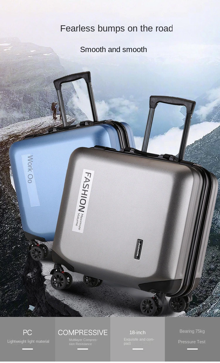 KANGSHILU New 18Inch Aluminum Suitcase Alloy Trolley Case Universal Luggage Men Womens Travel Waterproof Bag Offers with Wheels
