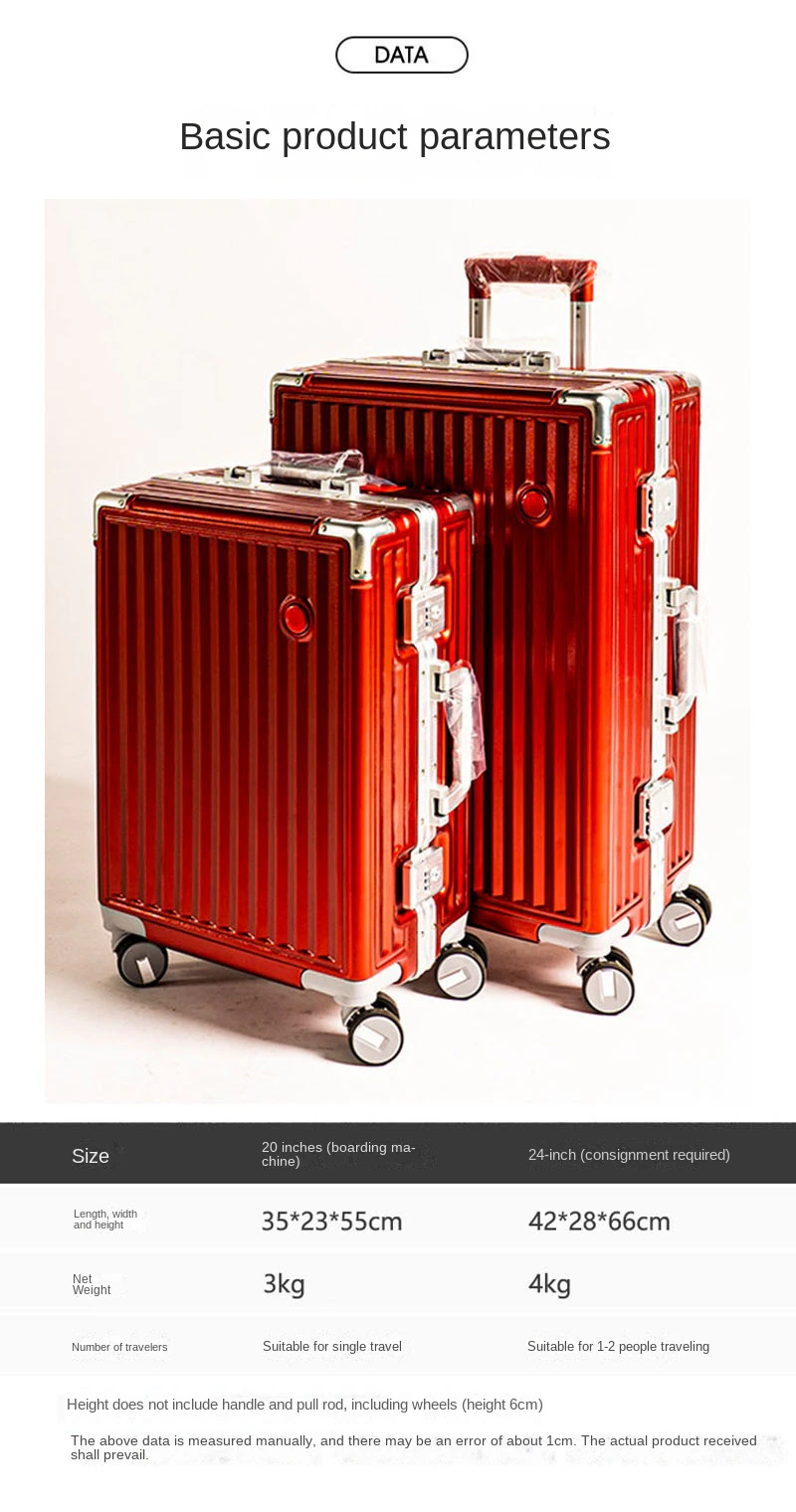 KANGSHILU 20“24 New Womens Aluminum Mixi Luggages Frame Trolley Case Customs Lock Travel Suitcases Offers On Wheels Suitcase