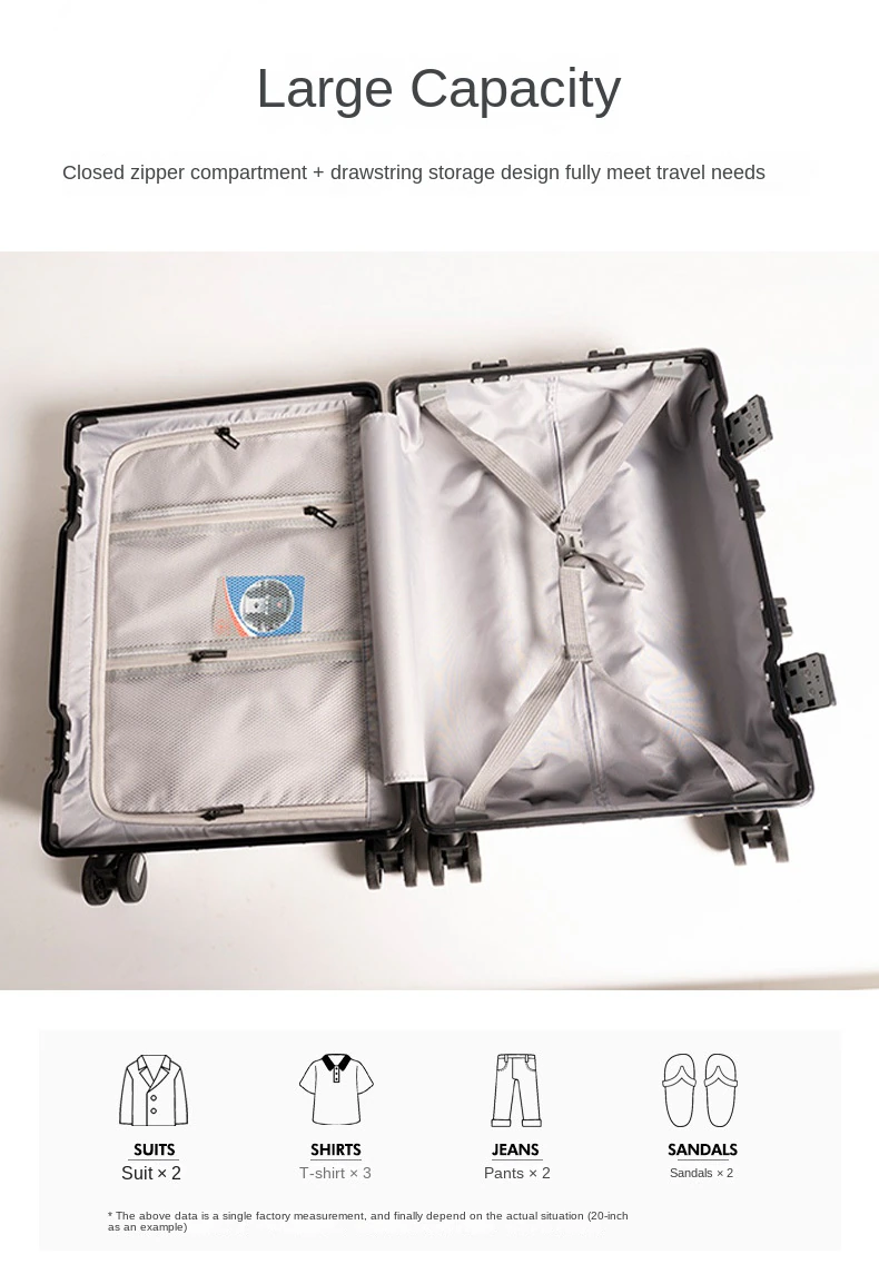 KANGSHILU 20“24 New Womens Aluminum Mixi Luggages Frame Trolley Case Customs Lock Travel Suitcases Offers On Wheels Suitcase