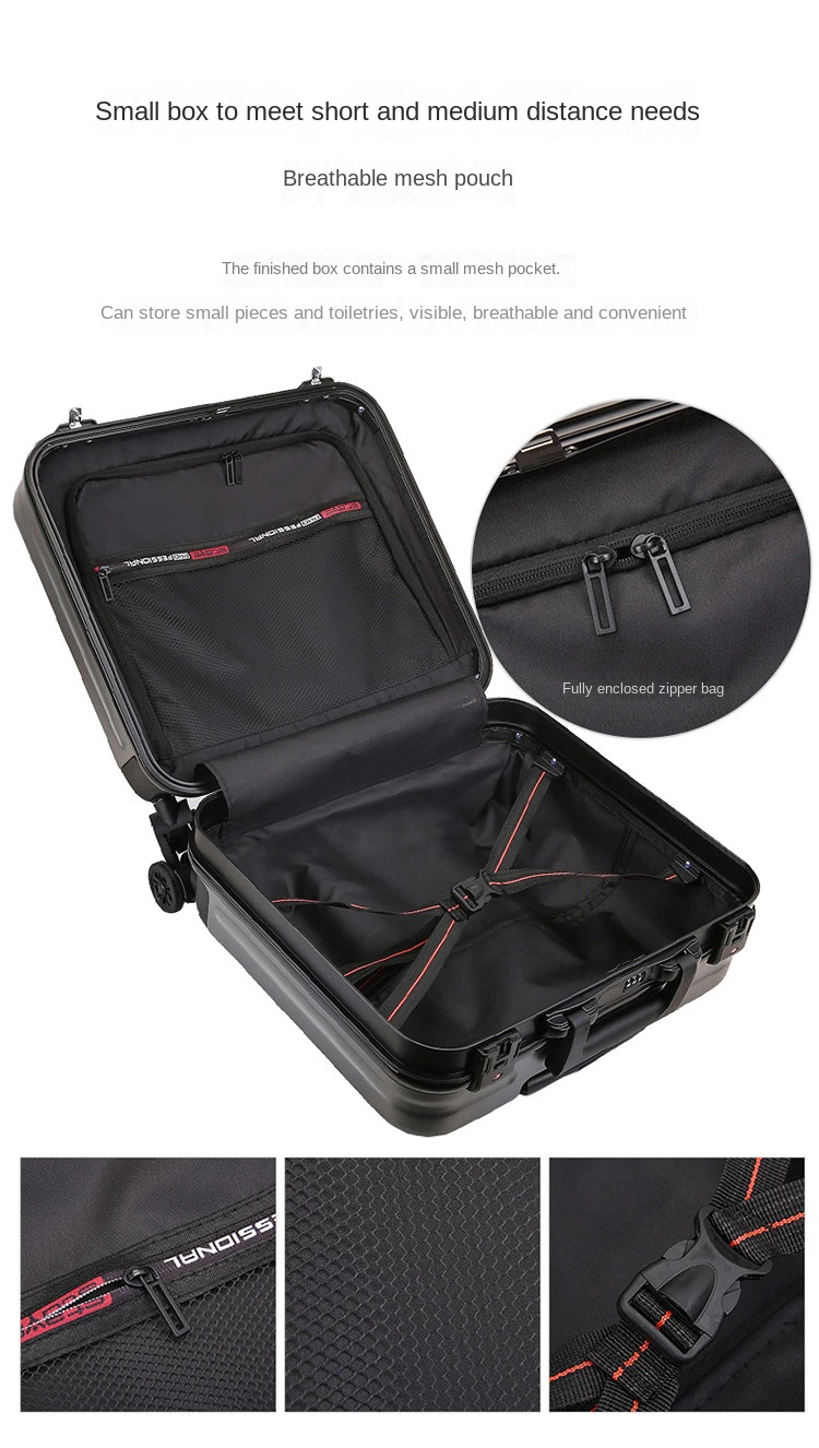 KANGSHILU New 18Inch Aluminum Suitcase Alloy Trolley Case Universal Luggage Men Womens Travel Waterproof Bag Offers with Wheels