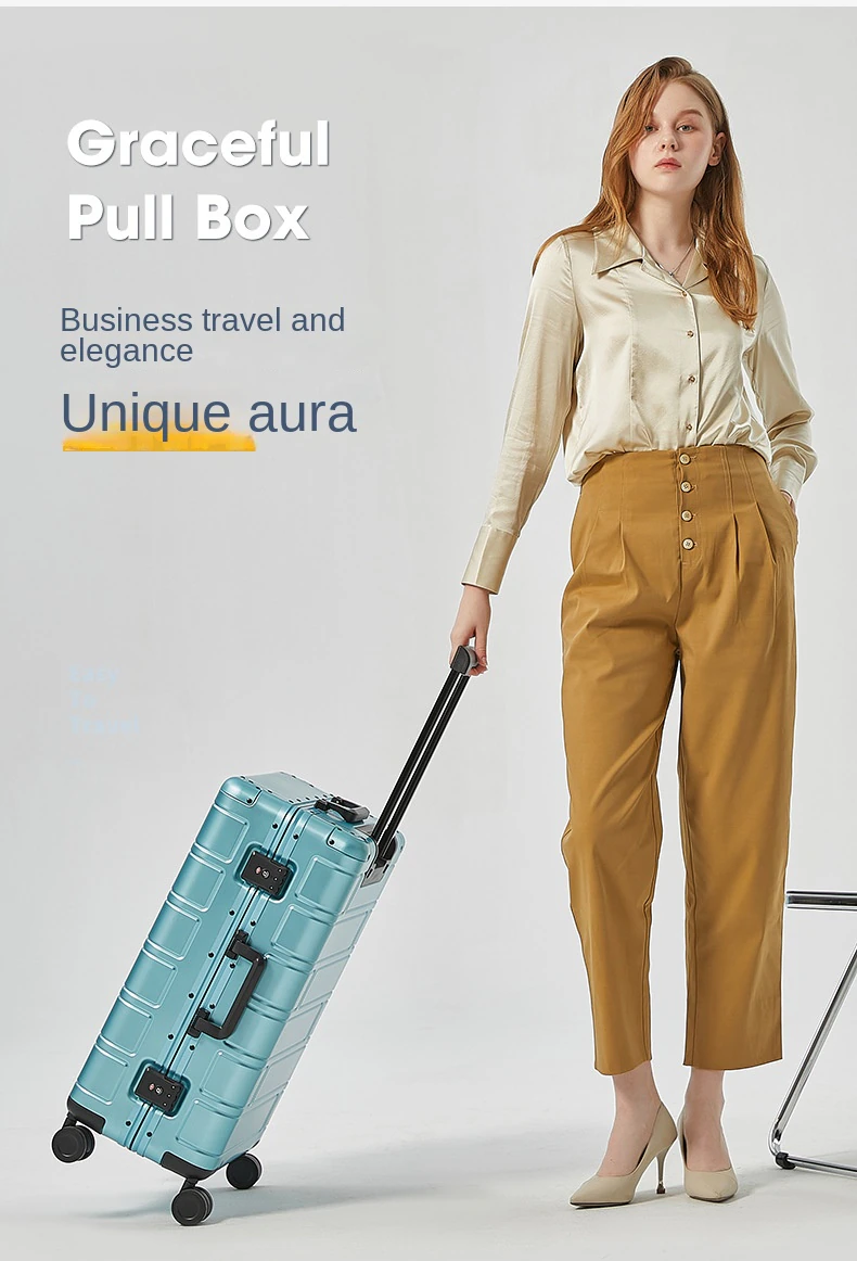 All-Metal Aluminum Magnesium Luggage Password Suitcase Student 20-InchUniversal Wheel Womens Fashion Trolley Case 24-Inch
