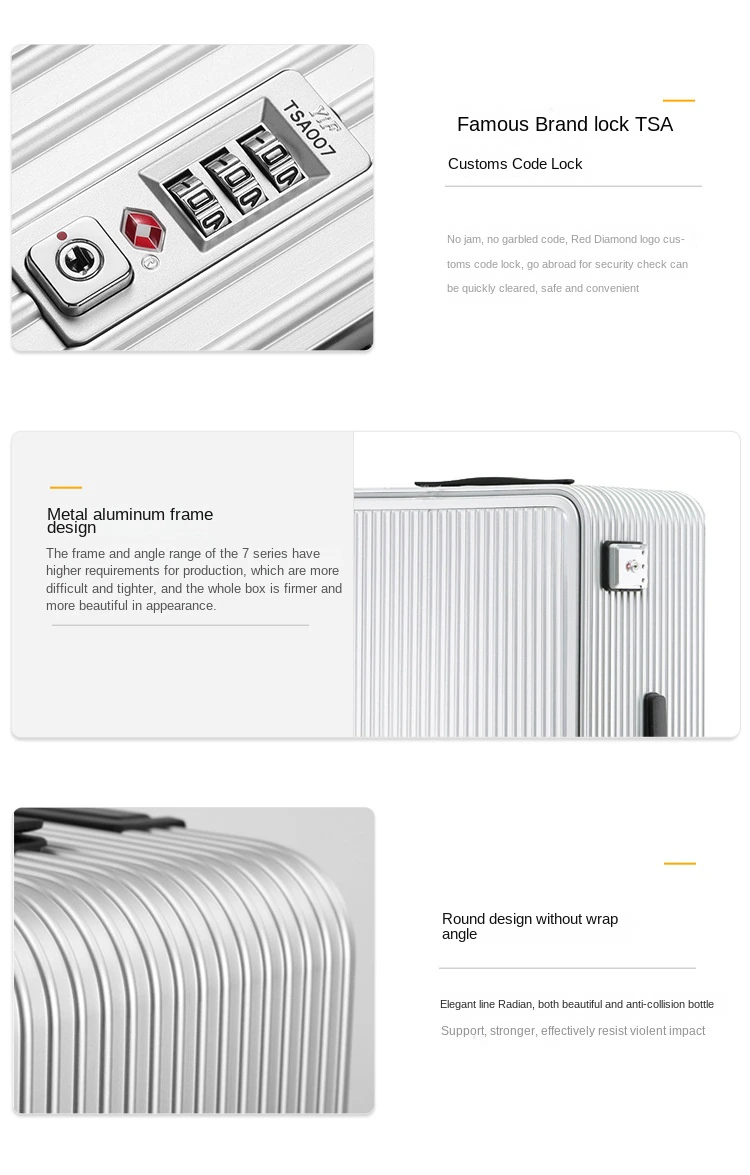 KANGSHILU 100%Aluminum Frame 20 Inches Travel Suitcases Universal Wheel Trolley Box Trolley Luggage Bag Mens Business Carry Ons