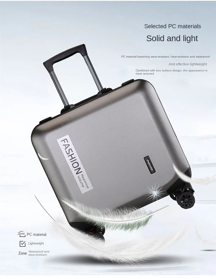 KANGSHILU New 18Inch Aluminum Suitcase Alloy Trolley Case Universal Luggage Men Womens Travel Waterproof Bag Offers with Wheels