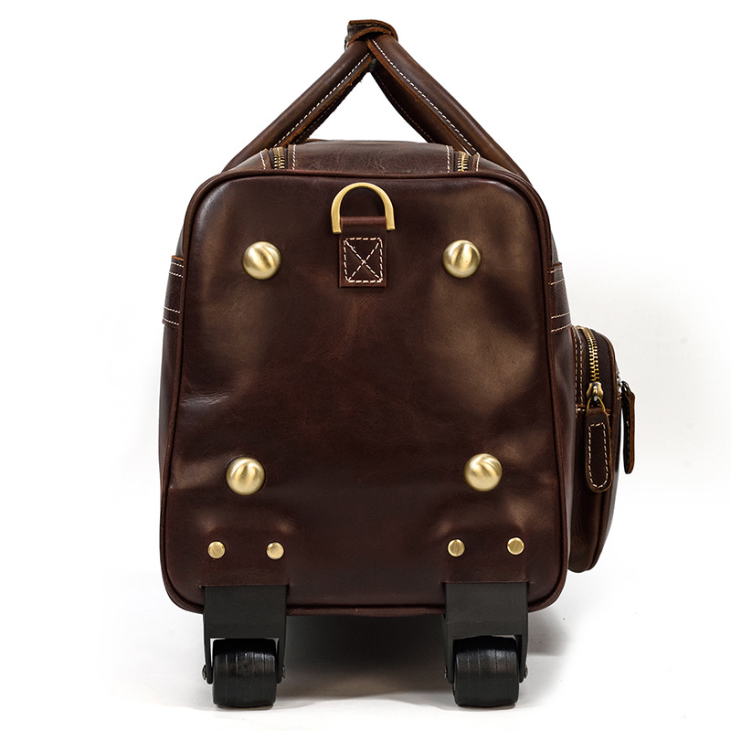 COLENARA 22 Inch High-quality Luggage Mens Leather Retro Trolley Case Large Capacity Business with Wheels Rolling Suitcase
