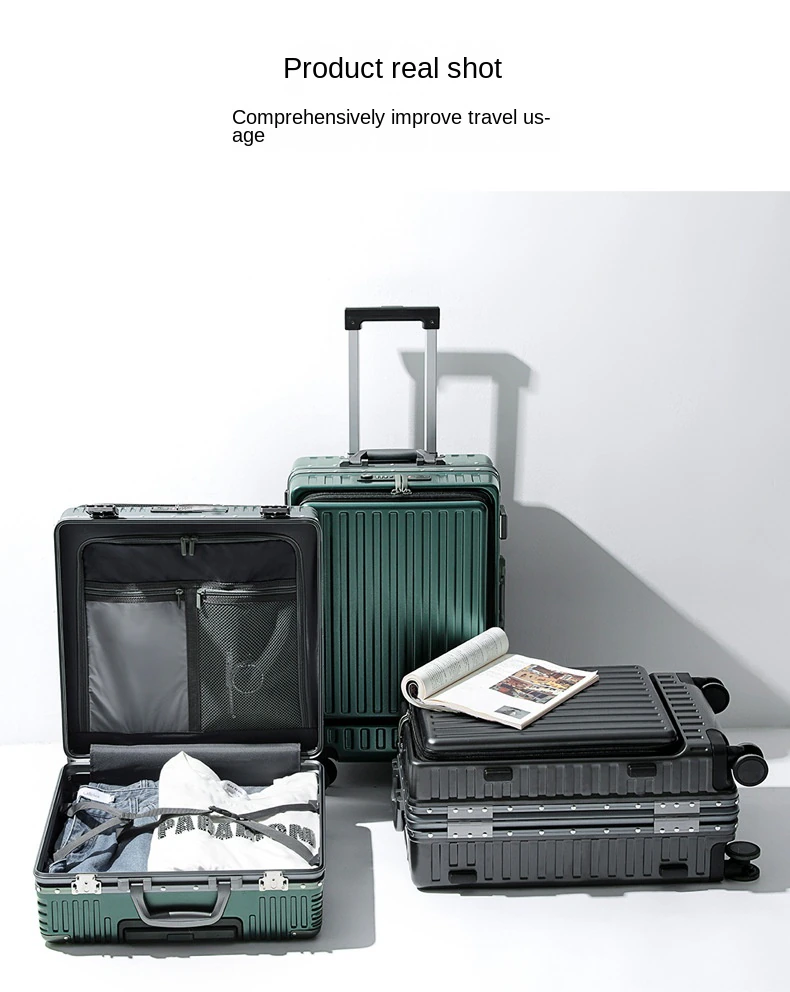 High-End Business All-Aluminum Magnesium Alloy Draw-Bar Luggage Best Metal Suitcase Male Mute Universal Wheel Boarding Bag