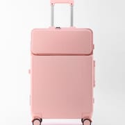 KANGSHILU 20''24'' New Front Opening Aluminium Frame Luggage Universal Wheel Trolley Case Cup Holder Travel Suitcase With Wheels