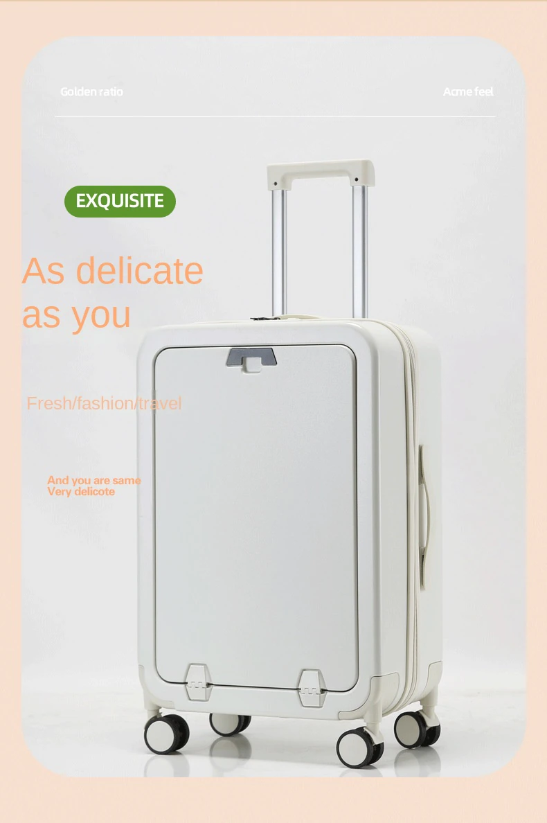 COLENARA 20222426 Inch New Suitcase Front-opening Trolley Case with Laptop Strong and Durable Boarding Rolling Luggage