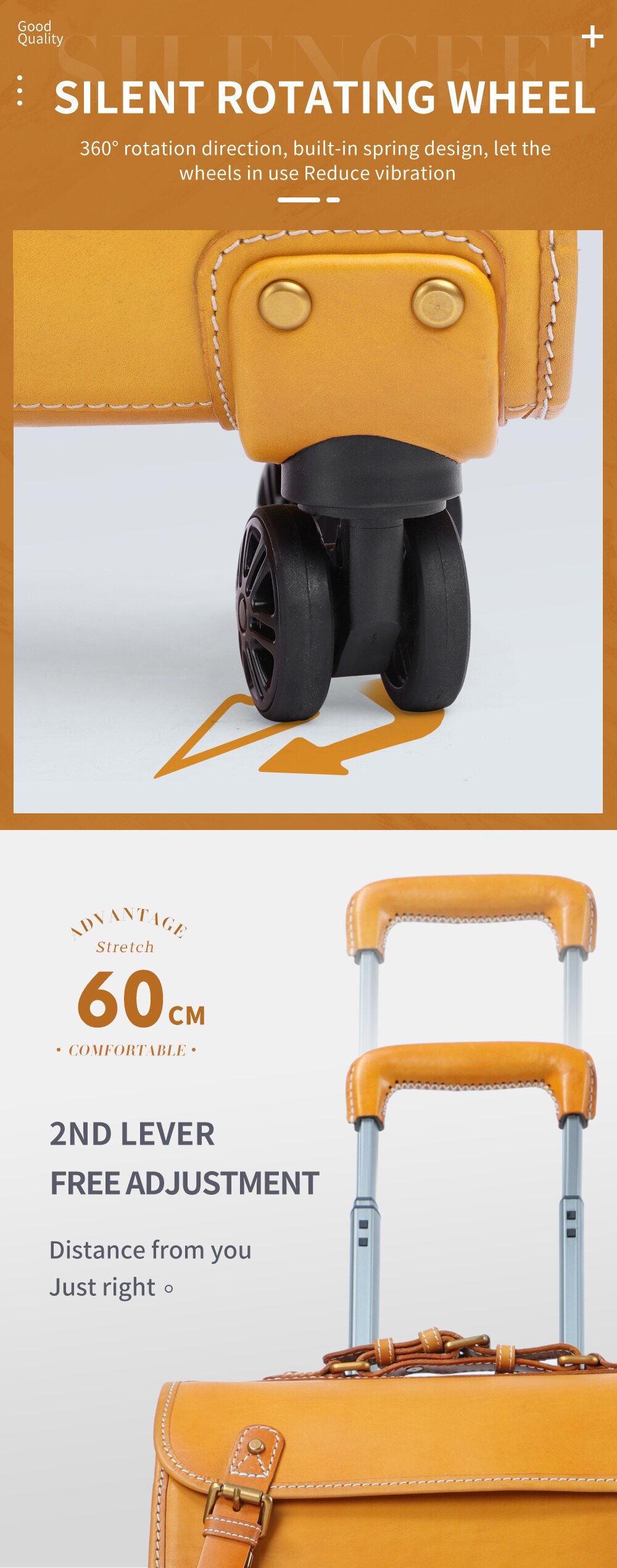 Rolling Luggage Genuine Leather Boarding Box High Quality Travel Spinnner Suitcase Bags Business 22inch