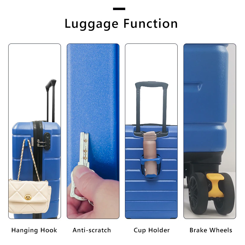 WEPLUS 20 /24 inch Travel Suitcase with Cup Holder Brake Spinner Wheel Hanger Carry On Luggage viaje Bag for Men Women