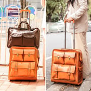 Genuine Leather Luggage Classic Suitcase on Wheels 22inch Luxury Trolley bag Travel Business for Men Women