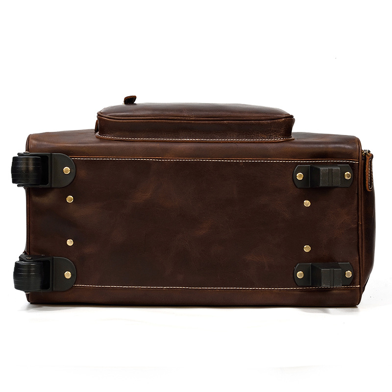 COLENARA 22 Inch High-quality Luggage Mens Leather Retro Trolley Case Large Capacity Business with Wheels Rolling Suitcase