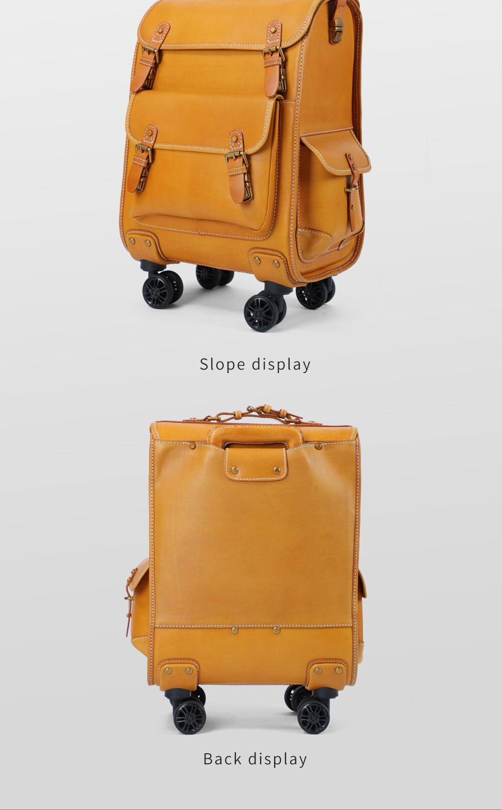 Rolling Luggage Genuine Leather Boarding Box High Quality Travel Spinnner Suitcase Bags Business 22inch