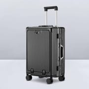 Luggage Front Opening New 18 20 24-Inch USB Suitcase On Wheel Unisex Carry-on Aluminum Trolley Carrier Travel Bag Waterproof