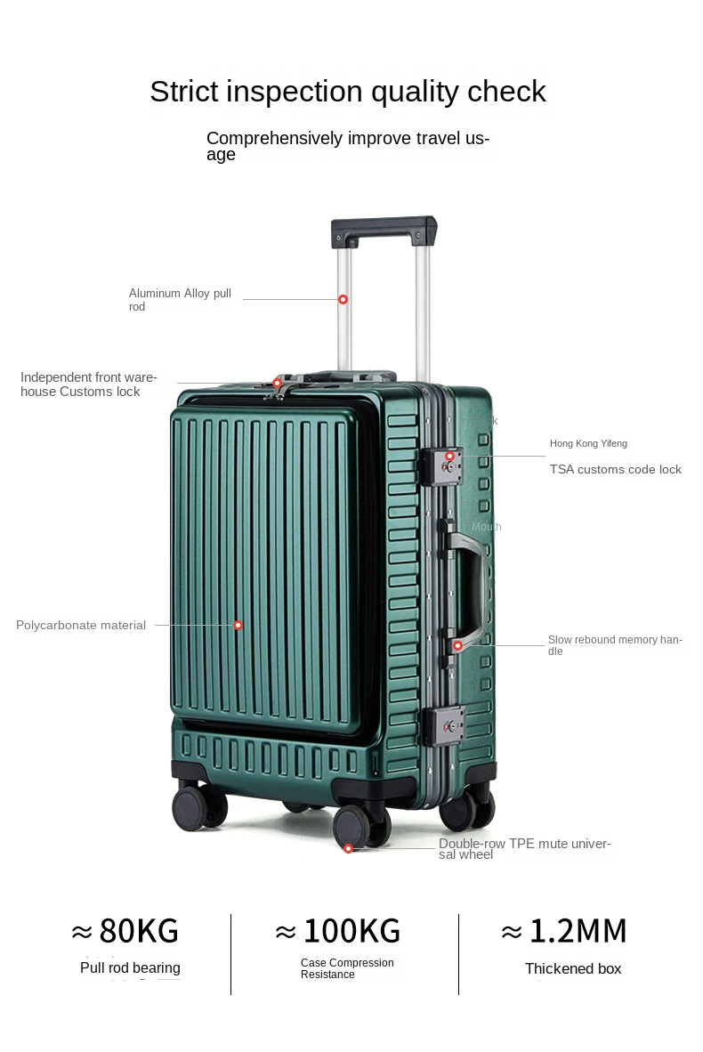 High-End Business All-Aluminum Magnesium Alloy Draw-Bar Luggage Best Metal Suitcase Male Mute Universal Wheel Boarding Bag