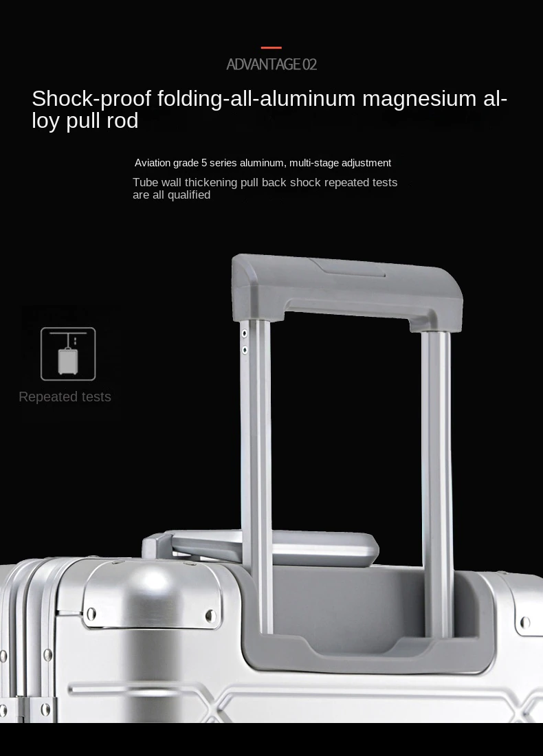 100% Aluminum-magnesium alloy Travel Suitcase Rolling Luggage 20/24/29 inch Trolley Luggage Carry-On Cabin Suitcase