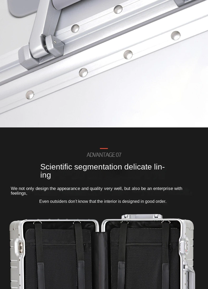 100% Aluminum-magnesium alloy Travel Suitcase Rolling Luggage 20/24/29 inch Trolley Luggage Carry-On Cabin Suitcase