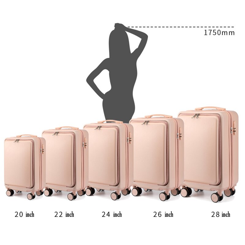 2023 New Arrival Front Open Luggage Case Women 24 Inch Boarding Package Password Trolley Bag Men Suitcase Large Trunk Wholesale
