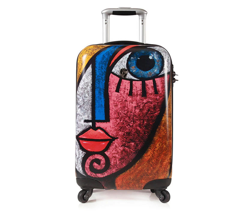 Abstract art! Famous brand 20 inch rolling luggage original fashion trolley suitcase carry on travel luggage luxury valise