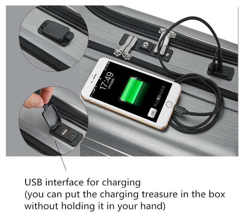Travel Suitcase Cabin Rolling Luggage with Laptop bag Women Trolley suitcase with Charging USB Men Upscale Business box
