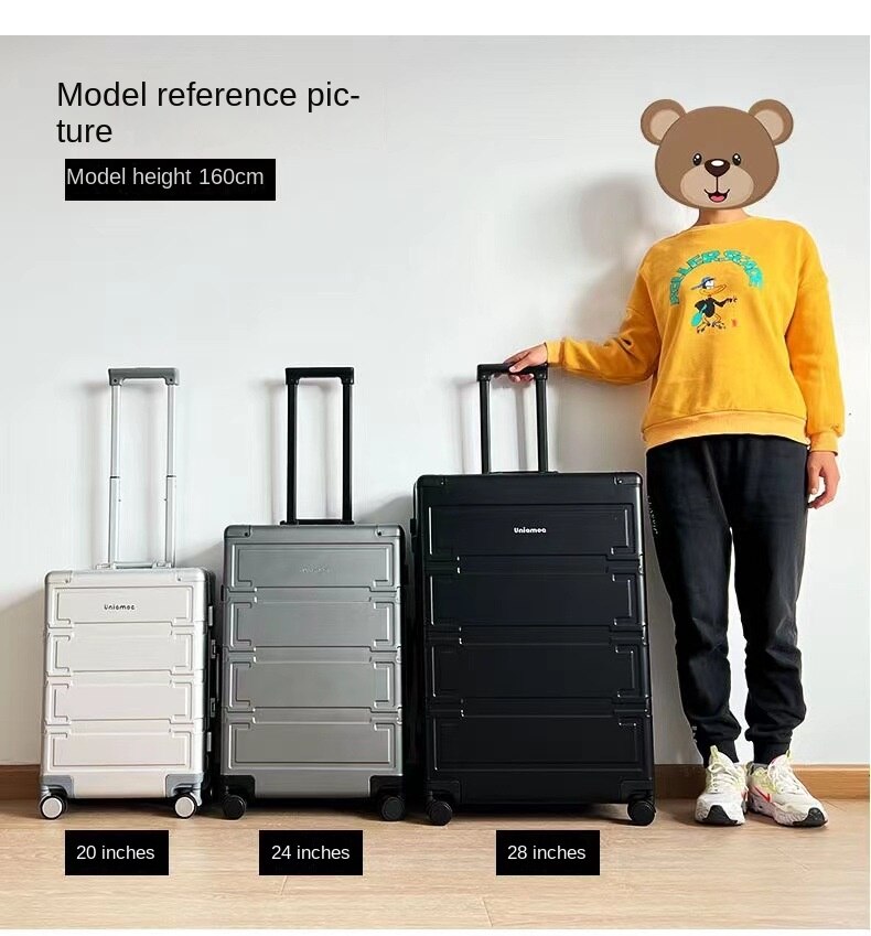 KANGSHILU 202428 New Womens Aluminum Mixi Luggages Frame Trolley Case Customs Lock Travel Suitcases Offers On Wheel Alloy
