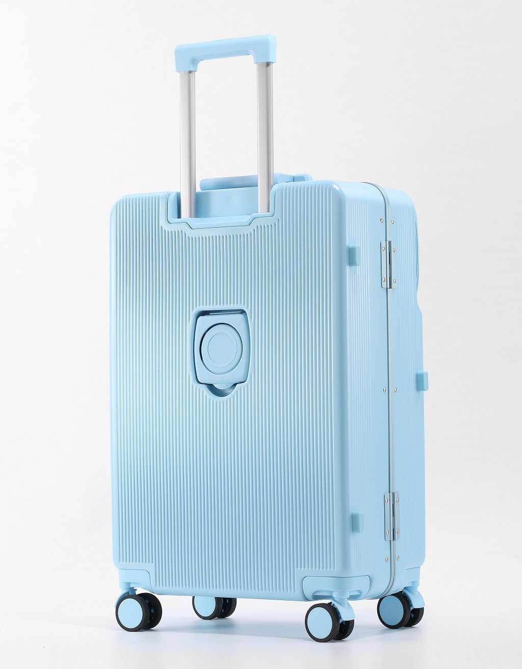 KANGSHILU 2024 New Front Opening Aluminium Frame Luggage Universal Wheel Trolley Case Cup Holder Travel Suitcase With Wheels