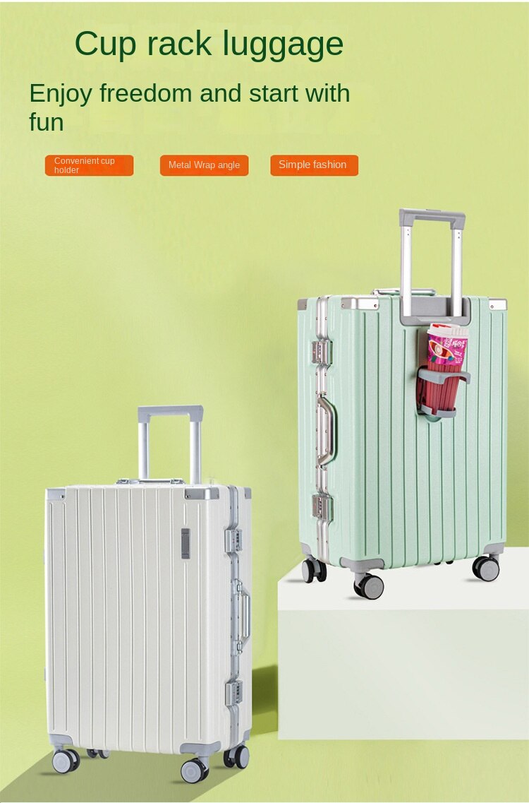 KLQDZMS 20222426 Inch Luggage Ladies Aluminum Frame Trolley Case Anti-scratch Wear Boarding Box with Wheels Rolling Suitcase