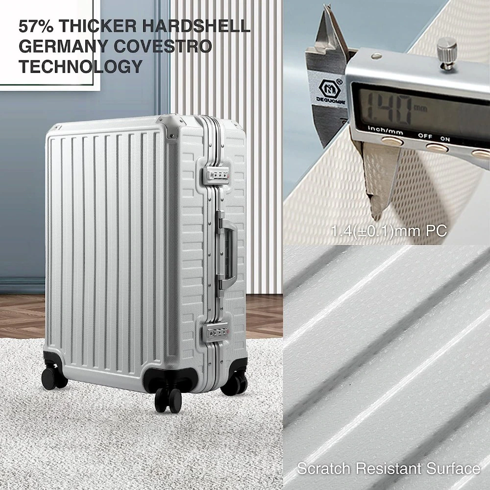 Luggage Sets 2 Piece with Aluminum Frame Suitcase with Spinner Wheels 4 Metal Corner Hassle-Free Travel