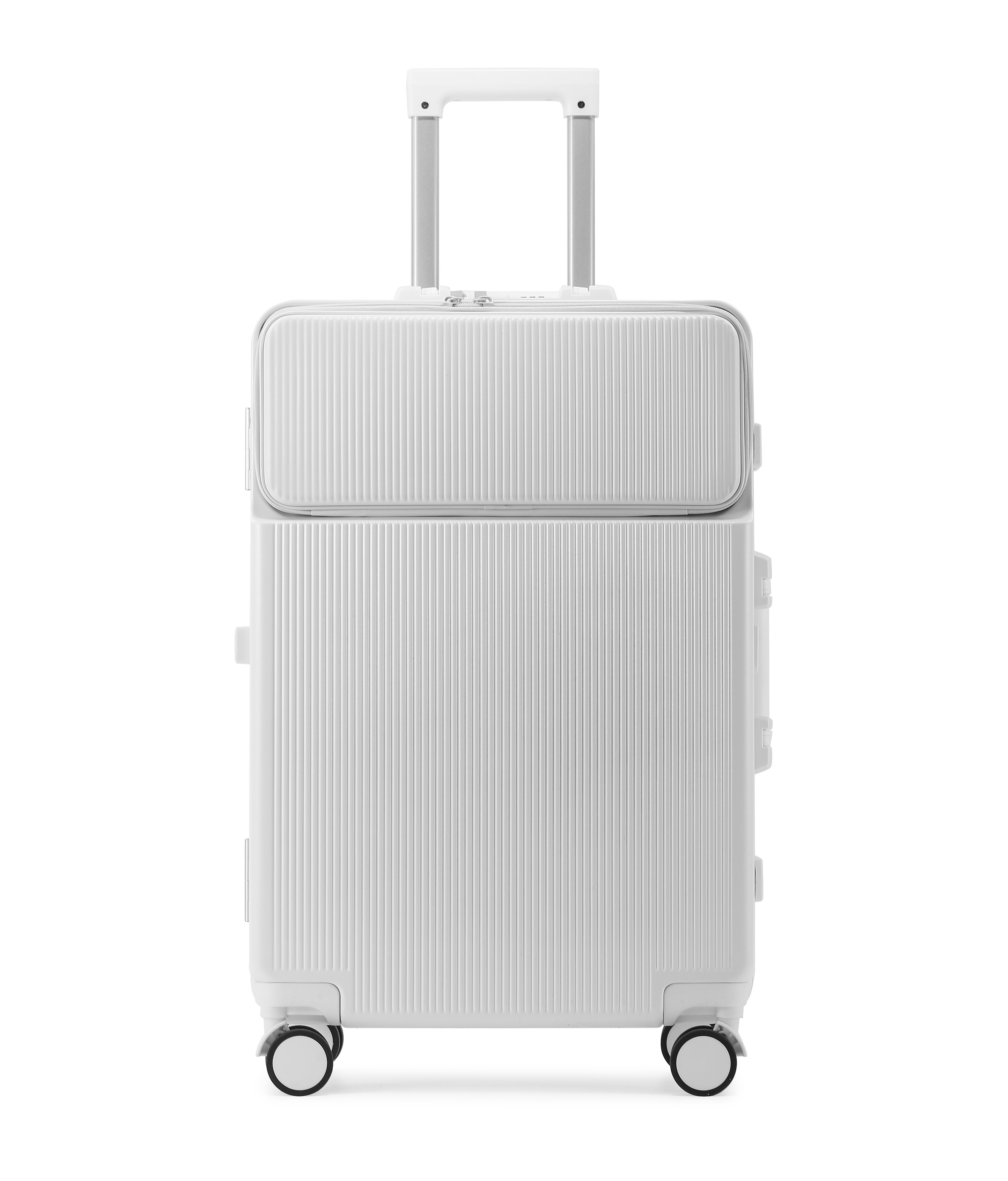 KANGSHILU 20''24'' New Front Opening Aluminium Frame Luggage Universal Wheel Trolley Case Cup Holder Travel Suitcase With Wheels