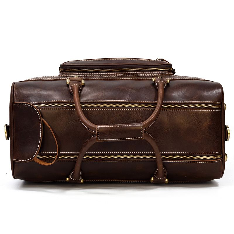 COLENARA 22 Inch High-quality Luggage Mens Leather Retro Trolley Case Large Capacity Business with Wheels Rolling Suitcase