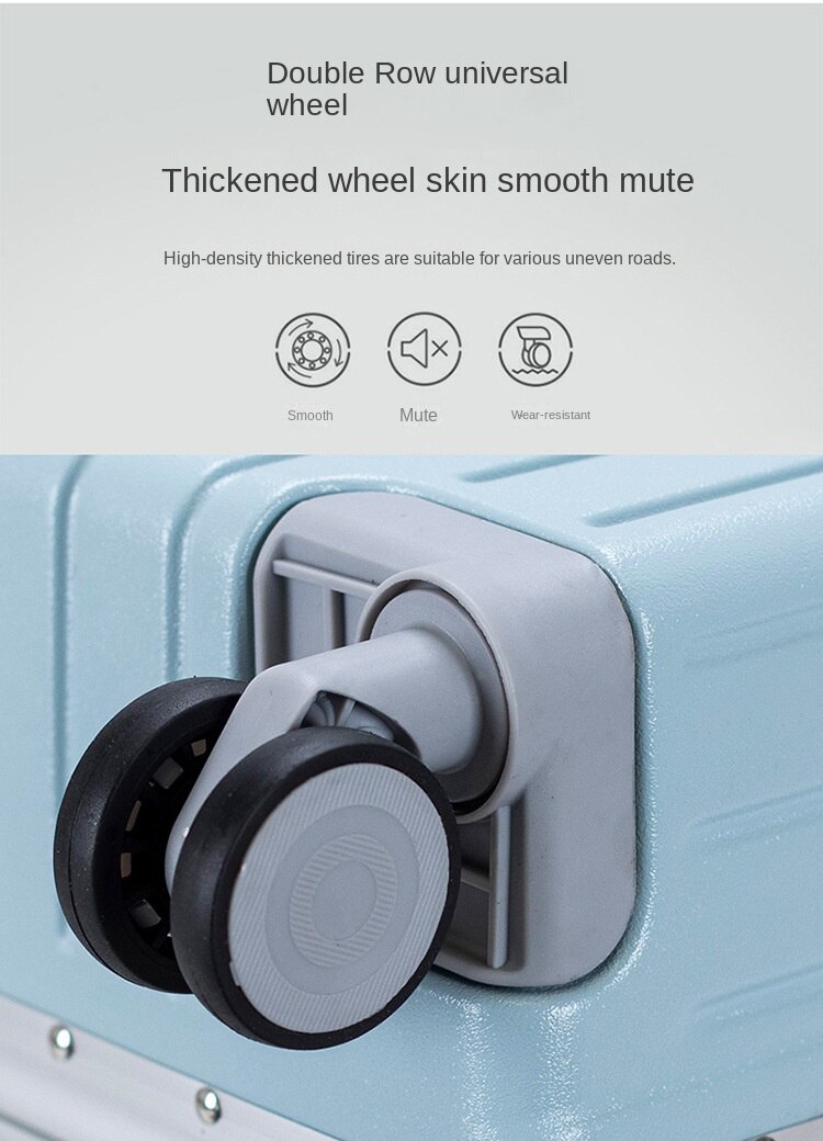 KLQDZMS 20222426 Inch Luggage Ladies Aluminum Frame Trolley Case Anti-scratch Wear Boarding Box with Wheels Rolling Suitcase