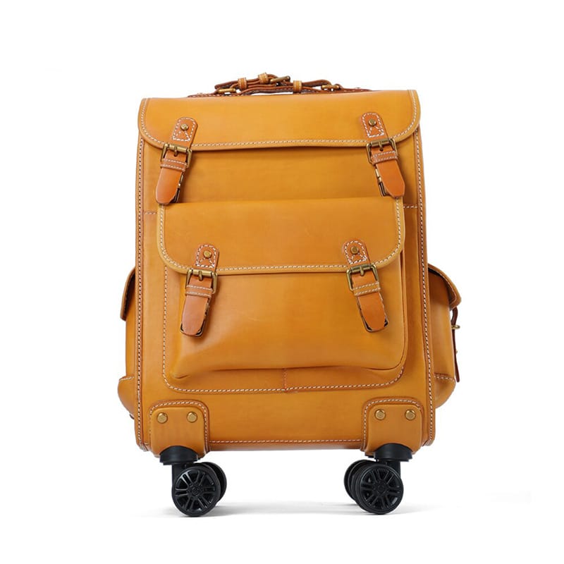 Rolling Luggage Genuine Leather Boarding Box High Quality Travel Spinnner Suitcase Bags Business 22inch