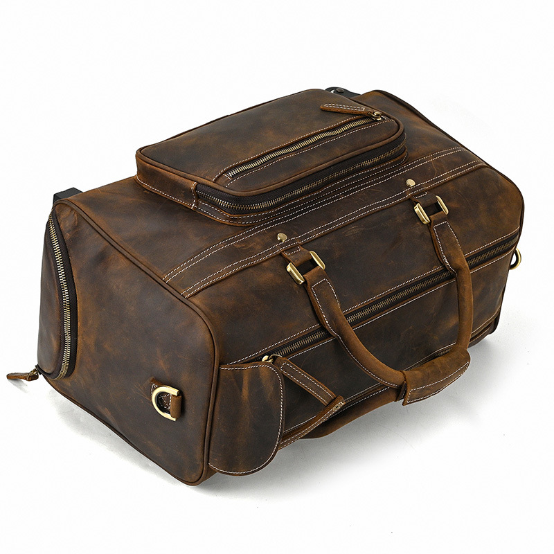 COLENARA 22 Inch High-quality Luggage Mens Leather Retro Trolley Case Large Capacity Business with Wheels Rolling Suitcase
