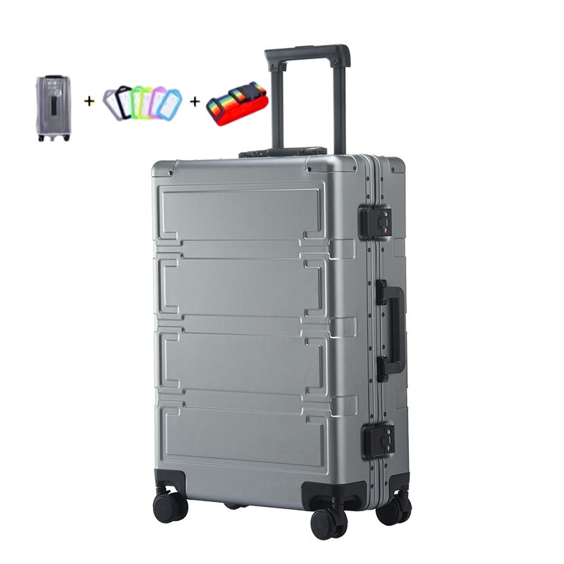 KANGSHILU 20''24''28'' New Women's Aluminum Mixi Luggages Frame Trolley Case Customs Lock Travel Suitcases Offers On Wheel Alloy