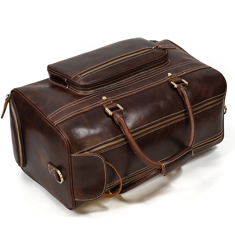 COLENARA 22 Inch High-quality Luggage Mens Leather Retro Trolley Case Large Capacity Business with Wheels Rolling Suitcase