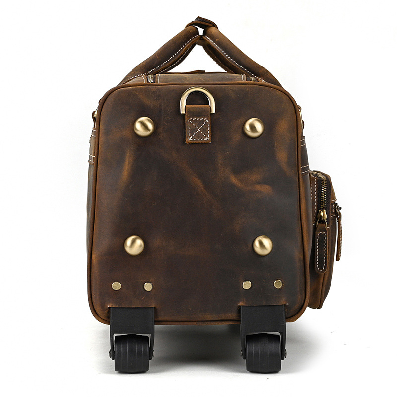 COLENARA 22 Inch High-quality Luggage Mens Leather Retro Trolley Case Large Capacity Business with Wheels Rolling Suitcase