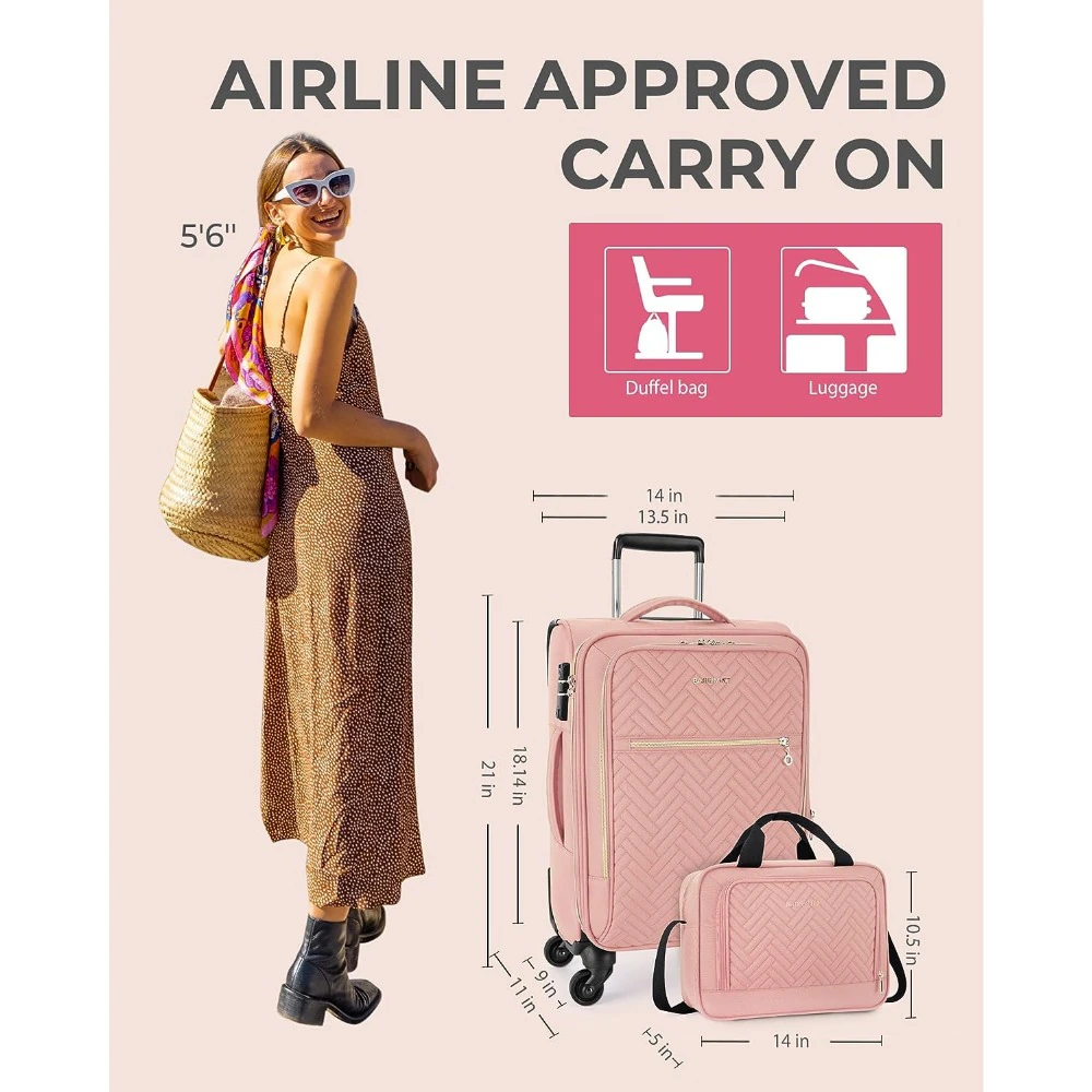 Carry On Luggage 20 Inch, Expandable Suitcase, Luggage Airline Approved Rolling Softside Lightweight Suitcases