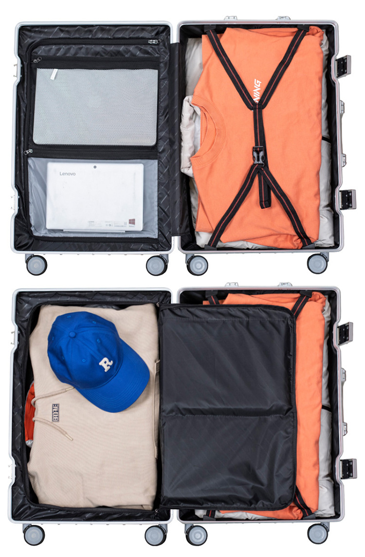 KLQDZMS 20222426 Inch Luggage Ladies Aluminum Frame Trolley Case Anti-scratch Wear Boarding Box with Wheels Rolling Suitcase