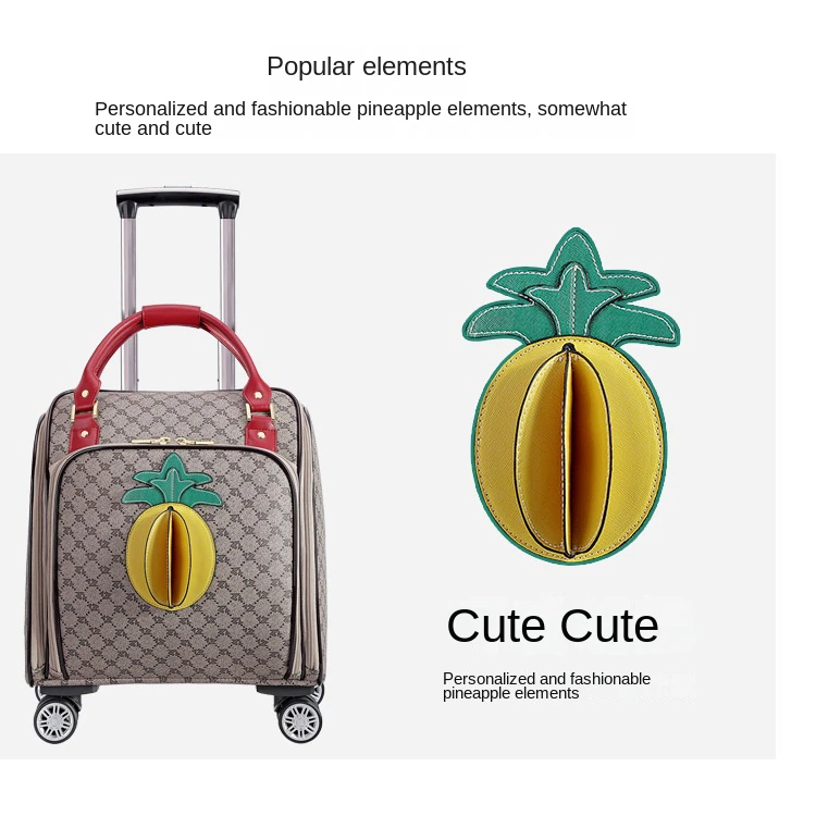 KLQDZMS 16 Inch High-grade Suitcase Universal Boarding Box Ladies Trolley Case Students Lightweight Travel Bag Rolling Luggage