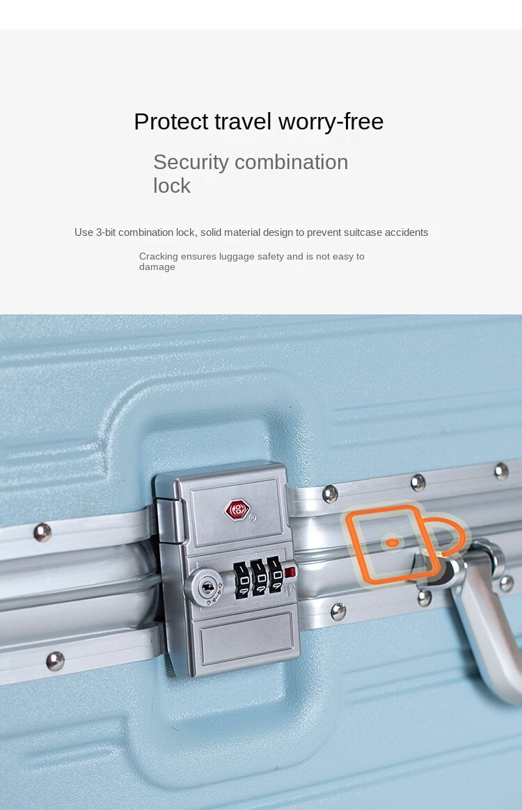 KLQDZMS 20222426 Inch Luggage Ladies Aluminum Frame Trolley Case Anti-scratch Wear Boarding Box with Wheels Rolling Suitcase