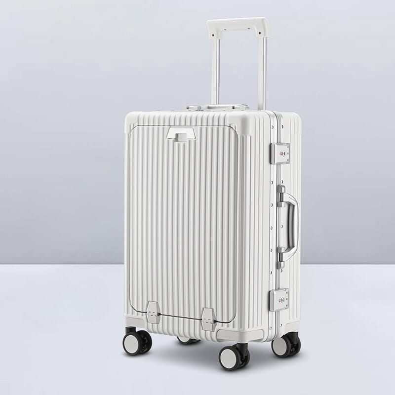 Luggage Front Opening New 18 20 24-Inch USB Suitcase On Wheel Unisex Carry-on Aluminum Trolley Carrier Travel Bag Waterproof