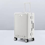 Luggage Front Opening New 18 20 24-Inch USB Suitcase On Wheel Unisex Carry-on Aluminum Trolley Carrier Travel Bag Waterproof