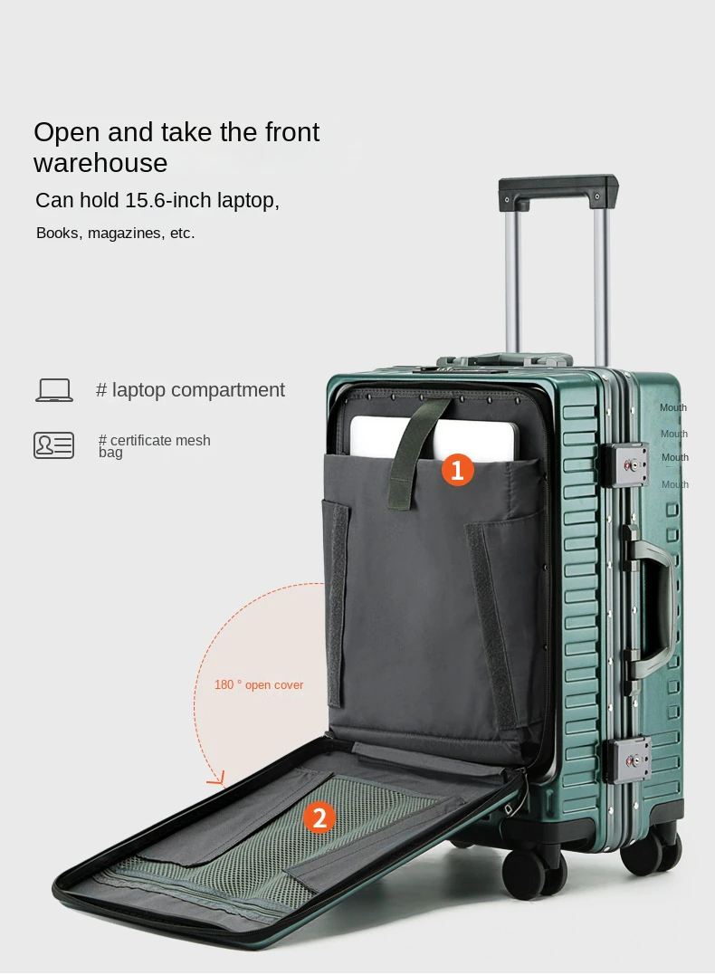 High-End Business All-Aluminum Magnesium Alloy Draw-Bar Luggage Best Metal Suitcase Male Mute Universal Wheel Boarding Bag