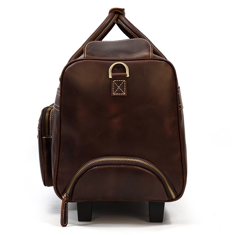 COLENARA 22 Inch High-quality Luggage Mens Leather Retro Trolley Case Large Capacity Business with Wheels Rolling Suitcase