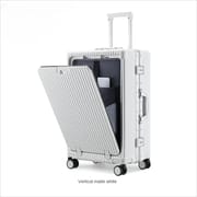 Luggage Front Opening New 18 20 24-Inch USB Suitcase On Wheel Unisex Carry-on Aluminum Trolley Carrier Travel Bag Waterproof
