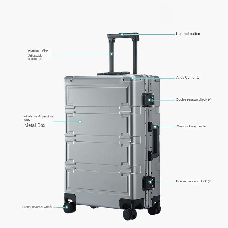 KANGSHILU 20''24''28'' New Women's Aluminum Mixi Luggages Frame Trolley Case Customs Lock Travel Suitcases Offers On Wheel Alloy